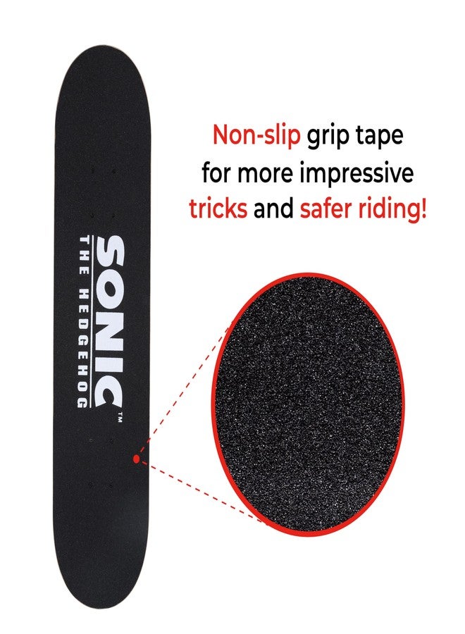 فوييجر لوح تزلج سونيك القنفذ مقاس 31 بوصة بتصميم مصاصة - لوح تزلج كروزر مزود بمحامل ABEC 5، سطح متين، عجلات سلسة، لون أسود. - Image 4